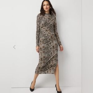 WHBM Asymetrical Mock Neck Bodycon Dress. NWT Size Small